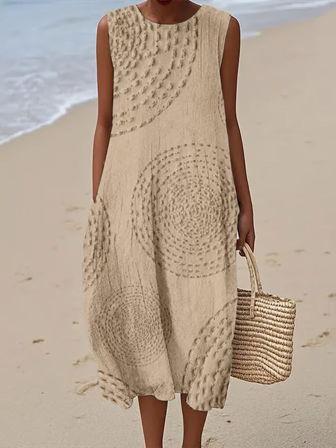 Maelle | Textured Pattern Sleeveless Maxi Dress