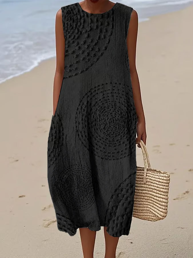 Maelle | Textured Pattern Sleeveless Maxi Dress