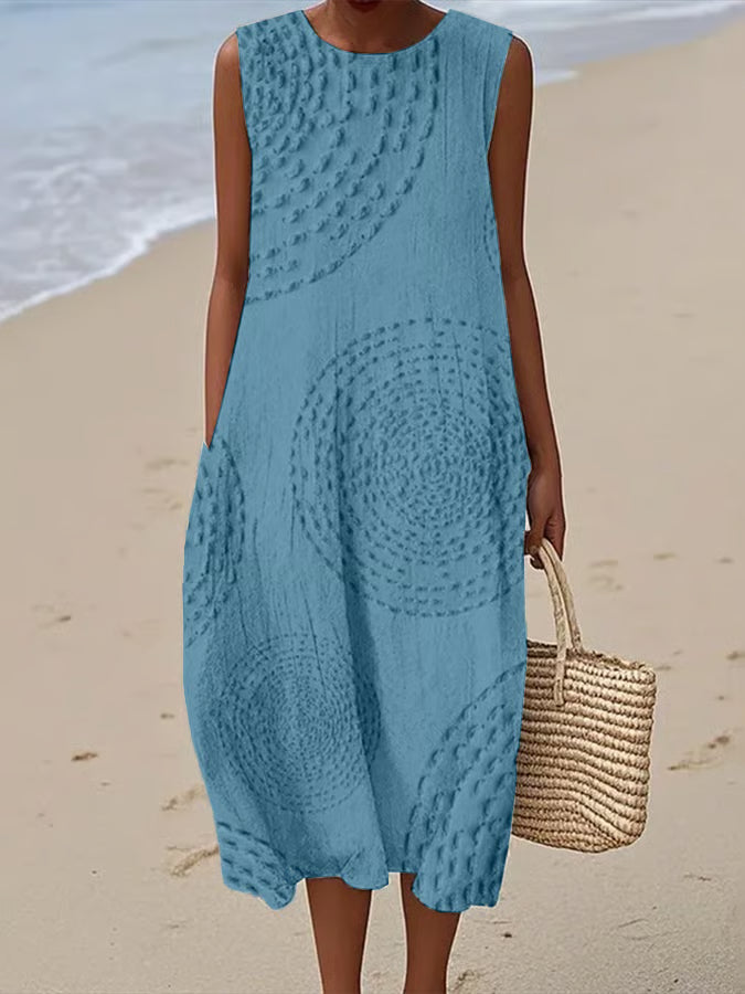 Maelle | Textured Pattern Sleeveless Maxi Dress