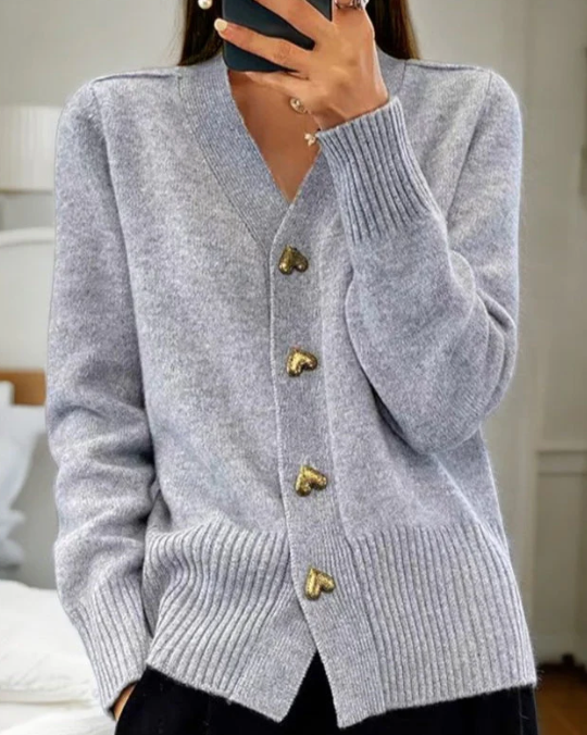 Adele | Elegant Heart Button Cardigan