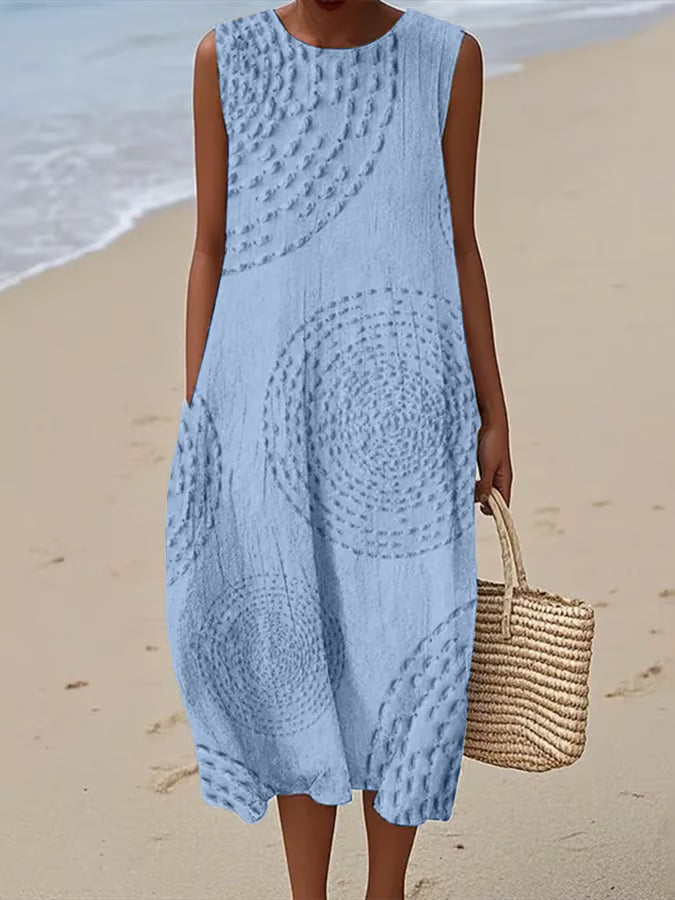 Maelle | Textured Pattern Sleeveless Maxi Dress
